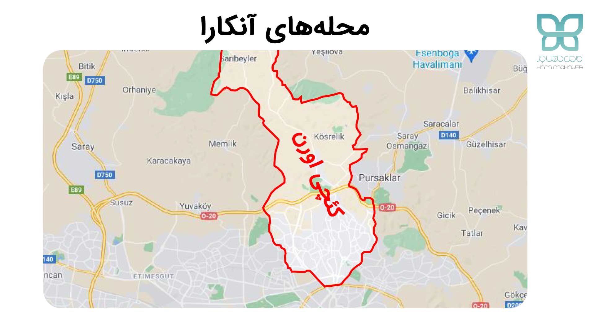 نقشه محله کئچی اورن آنکارا برای اجاره خانه در ترکیه