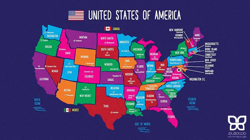 نقشه ایالت های آمریکا